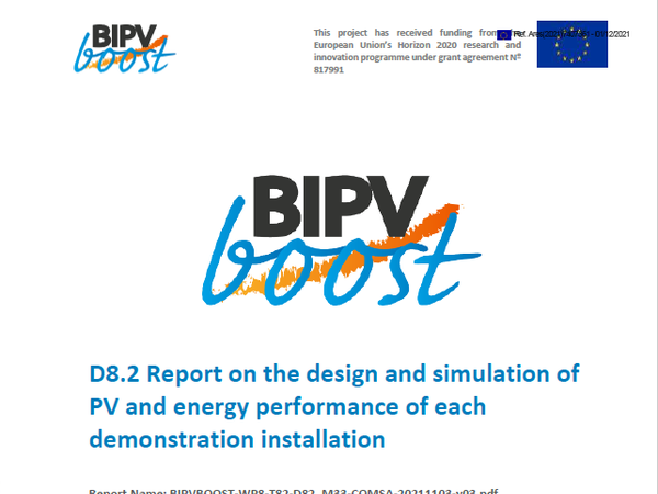 Report on the design and simulation of PV and energy performance of each demonstration installation