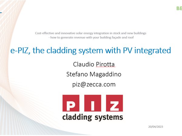 PIZ - e-PIZ, the cladding system with PV integrated